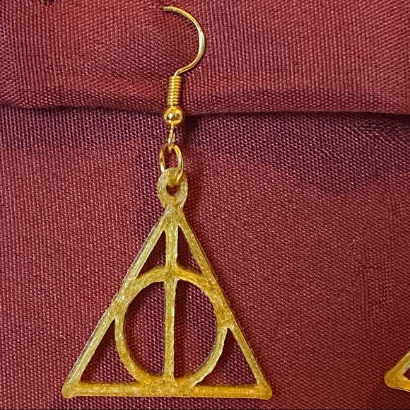 Deathly Hallows Emblem 3D Printed Earrings - Picture 2 of 4